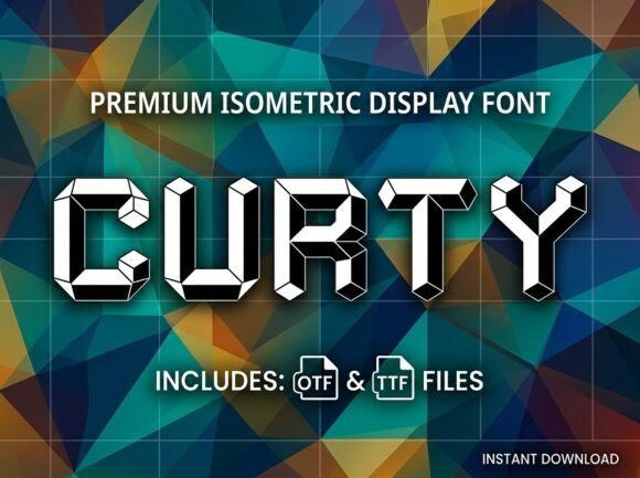 Curty: A Premium Isometric Display Font for Bold Branding